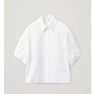 COS Hepburn Statement Puff Sleeve Boxy Cotton Button-Up Shirt White Size L 42 12